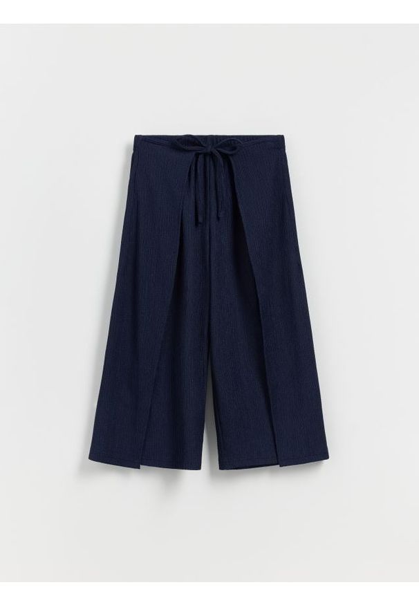 Reserved - Kuloty z zakładkami - granatowy. Kolor: niebieski. Materiał: dzianina