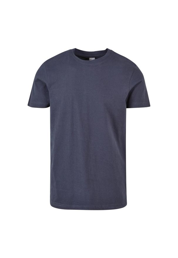 Urban Classics - Męska Podstawowa Koszulka Gładka. Kolor: niebieski. Wzór: gładki. Sport: turystyka piesza