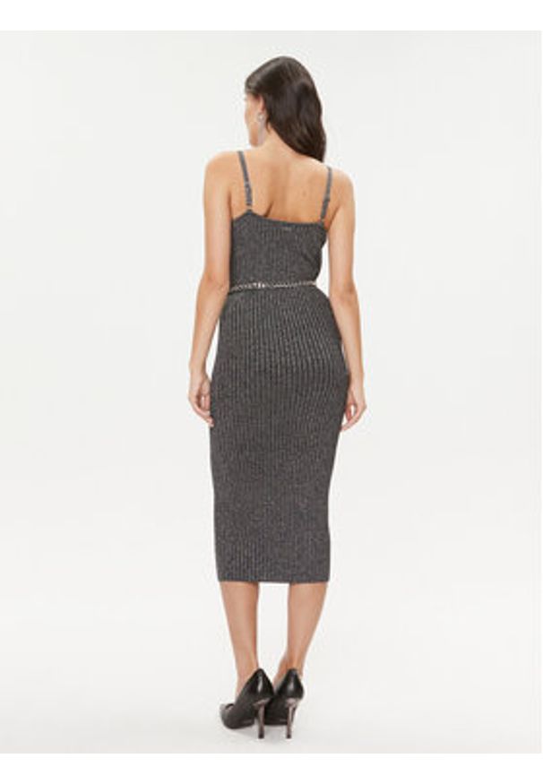 MICHAEL Michael Kors Sukienka dzianinowa MH38208AFB Czarny Slim Fit. Kolor: czarny. Materiał: wiskoza