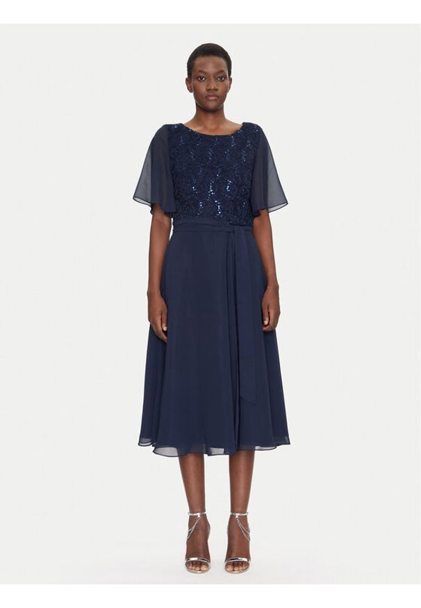 Swing Sukienka koktajlowa 5AI02500 Granatowy Regular Fit. Kolor: niebieski. Materiał: syntetyk. Styl: wizytowy