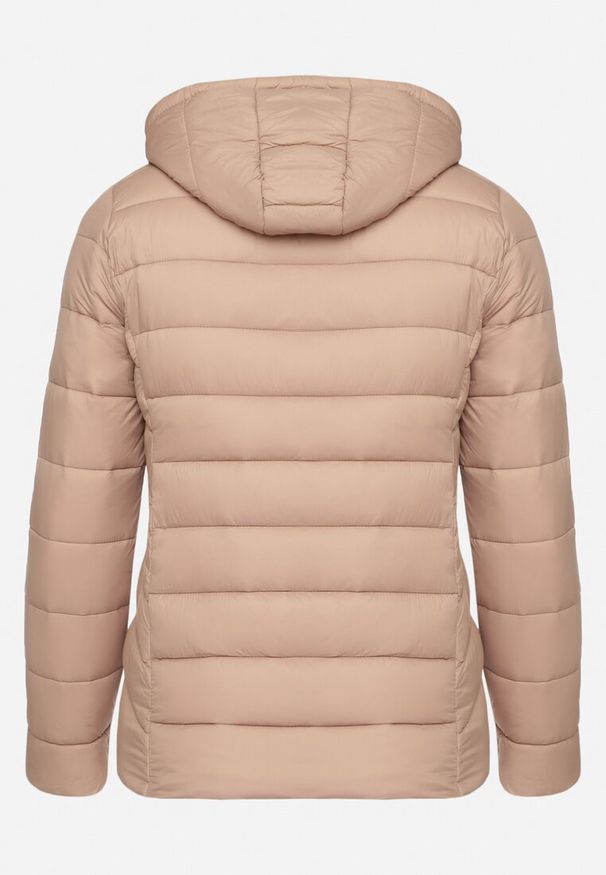 Born2be - Ciemnobeżowa Kurtka z Odpinanym Kapturem Ozdobiona Pikowaniem Etinitha. Okazja: na co dzień, na spotkanie biznesowe, do pracy. Kolor: beżowy. Materiał: jeans. Wzór: aplikacja. Sezon: zima. Styl: biznesowy, casual, klasyczny