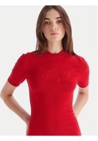 Hugo - HUGO Sukienka dzianinowa Sbloggy 50543324 Czerwony Slim Fit. Kolor: czerwony. Materiał: syntetyk