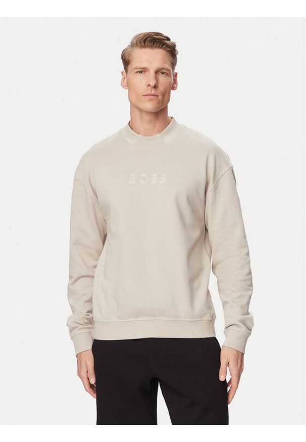 BOSS Bluza 50561510 Beżowy Regular Fit. Kolor: beżowy. Materiał: bawełna