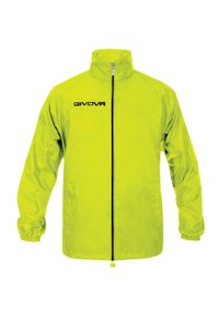 Kurtka do piłki nożnej męska Givova Basico przeciwdeszczowa. Kolor: żółty. Materiał: nylon. Sezon: zima. Sport: bieganie