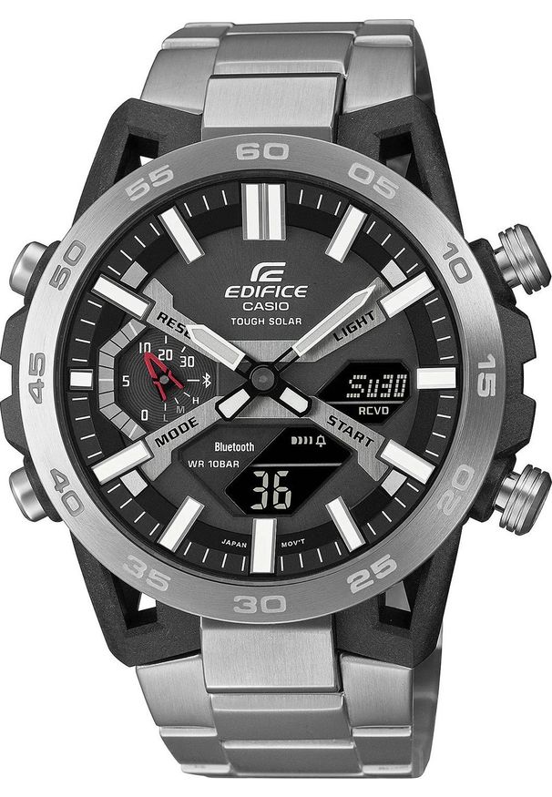 Zegarek sportowy EDIFICE Casio Edifice ECB-2000D-1AEF BLUETOOTH100m srebrny. Kolor: srebrny. Styl: sportowy