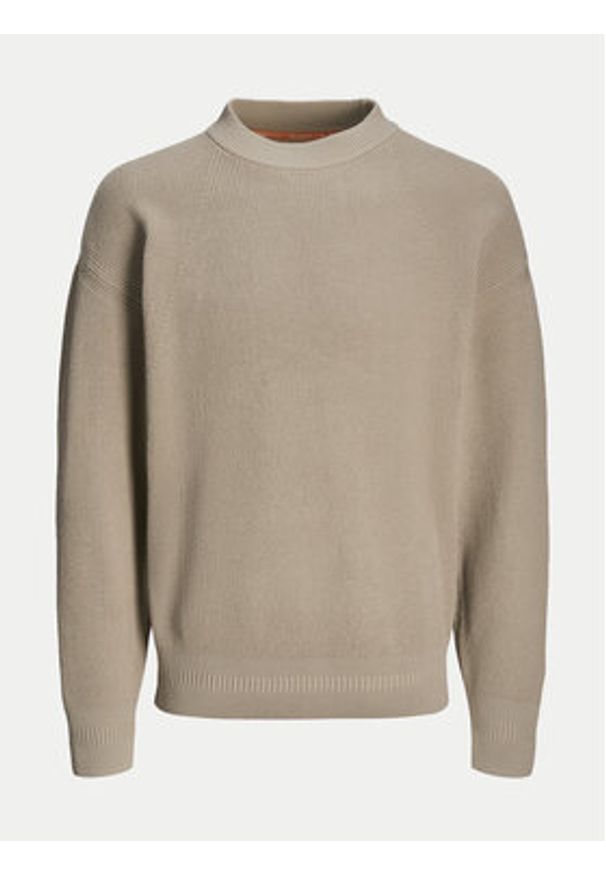 Jack & Jones Sweter 12260041 Beżowy Relaxed Fit. Kolor: beżowy. Materiał: bawełna