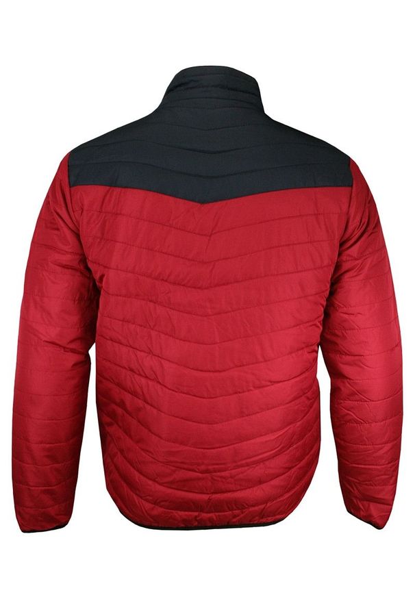 Brave Soul - Czerwono-Granatowa Przejściowa Kurtka na Stójce -BRAVE SOUL- Delikatnie Ocieplana, Męska, Pikowana. Typ kołnierza: kołnierzyk stójkowy. Kolor: czerwony, niebieski, wielokolorowy. Materiał: poliester, tkanina