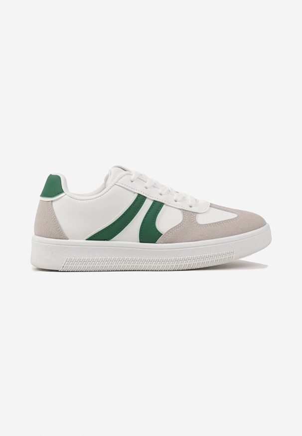 Renee - Biało-Zielone Sneakersy Klasyczne Tenisówki Setinora. Nosek buta: okrągły. Kolor: biały. Materiał: jeans