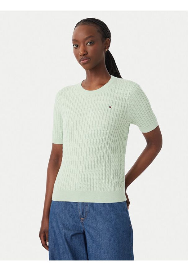 TOMMY HILFIGER - Tommy Hilfiger Sweter WW0WW41787 Zielony jasny Regular Fit. Kolor: zielony. Materiał: bawełna