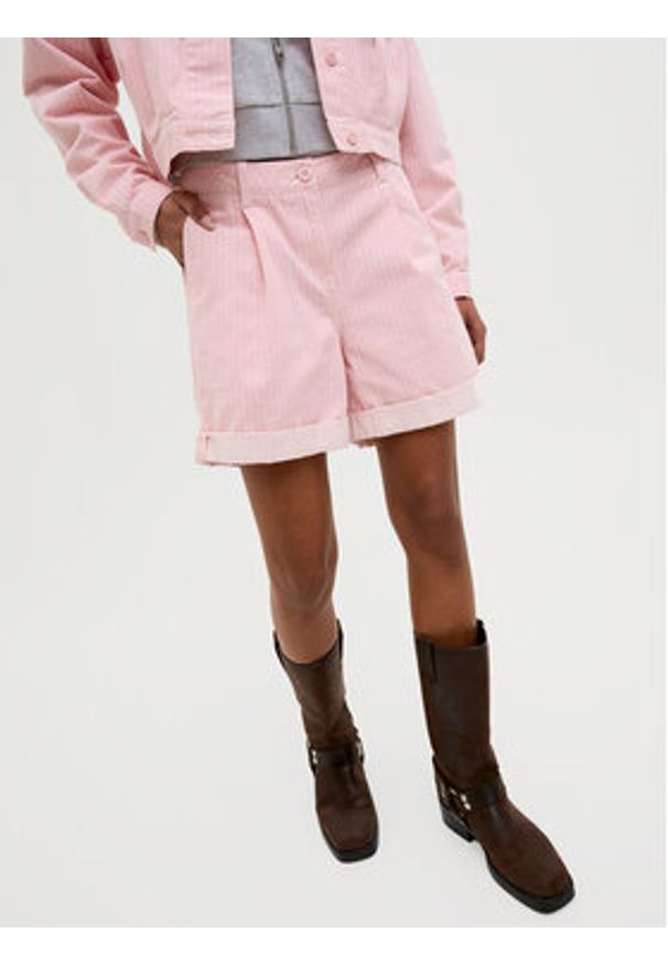 JJXX Szorty materiałowe Maddy 12253014 Różowy Loose Fit. Kolor: różowy. Materiał: bawełna