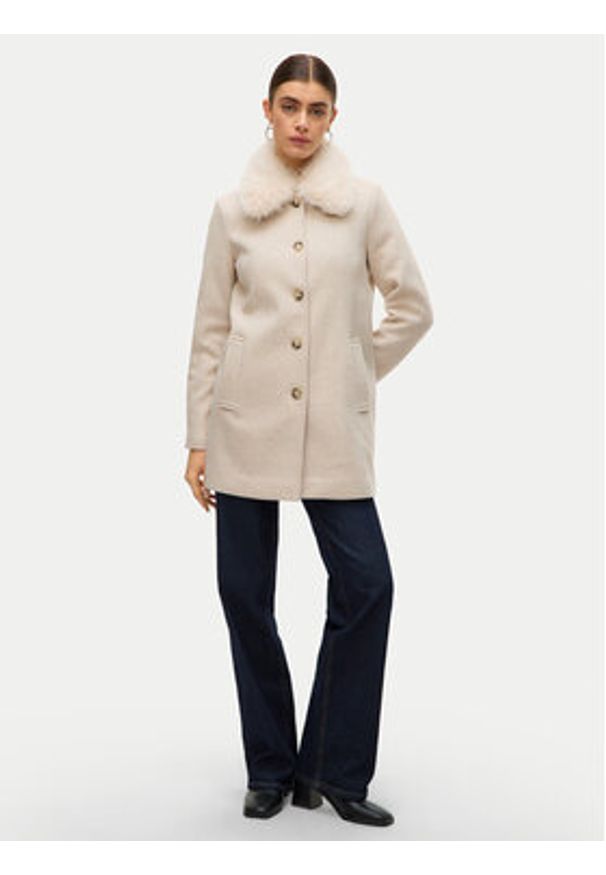 Vero Moda Płaszcz przejściowy Autumn 10331559 Beżowy Regular Fit. Kolor: beżowy. Materiał: syntetyk