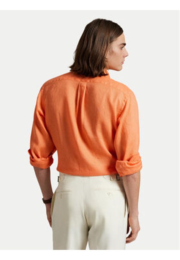 Polo Ralph Lauren Koszula 710968915009 Pomarańczowy Slim Fit. Typ kołnierza: polo. Kolor: pomarańczowy. Materiał: len