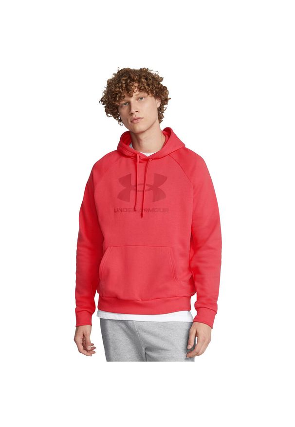 Under Armour - Bluza fitness męska UNDER ARMOUR Rival Fleece Logo Hoodie z kapturem. Typ kołnierza: kaptur. Kolor: czerwony. Sport: fitness