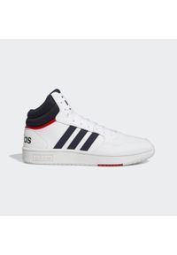 Buty do koszykówki dla dorosłych Adidas Hoops 3.0 Mid Lifestyle Basketball. Kolor: biały, czerwony, wielokolorowy, czarny. Materiał: tkanina, syntetyk. Sport: koszykówka