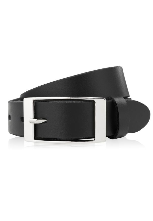 Pasek skórzany 110 cm czarny PAOLO PERUZZI PG-02-BLS-110. Kolor: czarny. Materiał: skóra