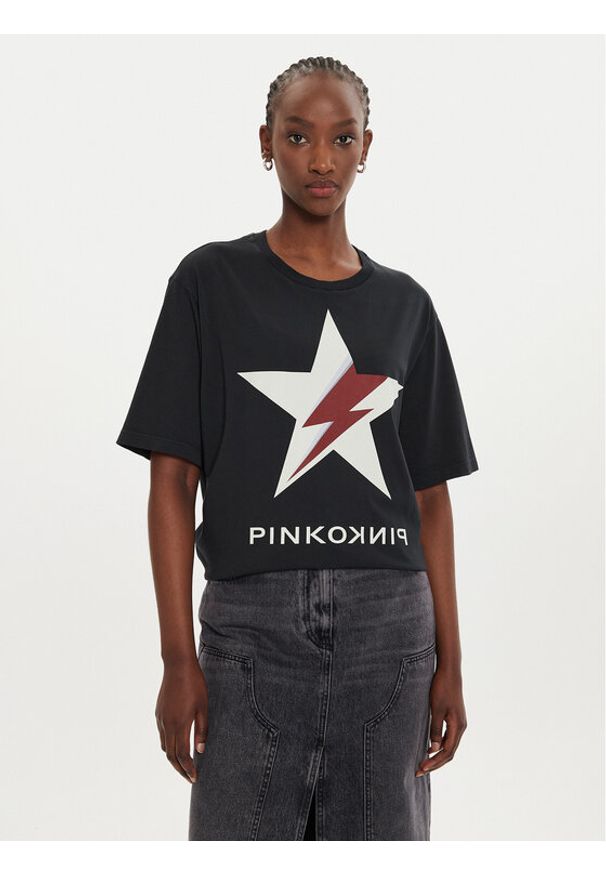 Pinko T-Shirt Scanner 101704 A292 Czarny Relaxed Fit. Kolor: czarny. Materiał: bawełna