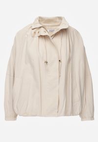 Born2be - Beżowa Przejściowa Kurtka Bombka Oversize z Bawełny i Wiskozy Effinue. Okazja: na spacer, na co dzień. Kolor: beżowy. Materiał: wiskoza, bawełna. Styl: casual #8
