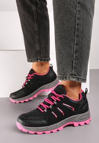 Renee - Czarne Buty Sportowe w Trekkingowym Stylu Zaiss. Okazja: na spacer. Kolor: czarny. Materiał: jeans. Sport: turystyka piesza