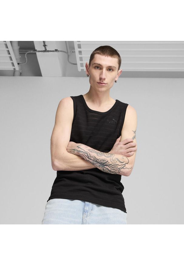 Puma - Męska koszulka na ramiączkach Essentials Elevated Structured PUMA Black. Kolor: czarny. Materiał: materiał. Długość rękawa: na ramiączkach. Wzór: haft. Sport: bieganie