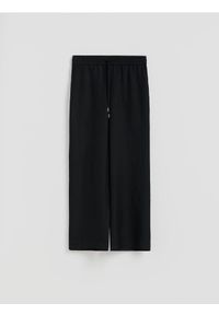 Reserved - Luźne spodnie z lnem - czarny. Kolor: czarny. Materiał: len