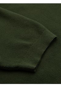 Ombre Clothing - Bawełniana koszulka męska polo ze strukturalnej dzianiny – oliwkowa V1. Okazja: do pracy, na co dzień. Typ kołnierza: polo. Kolor: oliwkowy. Materiał: bawełna, dzianina. Długość: krótkie. Styl: casual, elegancki #5