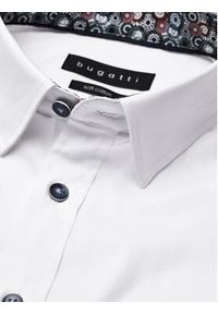 Bugatti Koszula 9750 58910A Biały Slim Fit. Kolor: biały. Materiał: bawełna