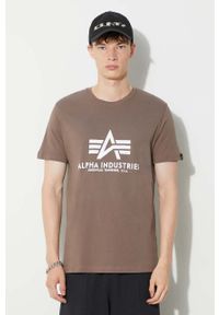 Alpha Industries t-shirt bawełniany Basic T-Shirt męski kolor beżowy z nadrukiem 100501.183. Kolor: beżowy. Materiał: bawełna. Długość rękawa: krótki rękaw. Długość: krótkie. Wzór: nadruk. Styl: klasyczny #1