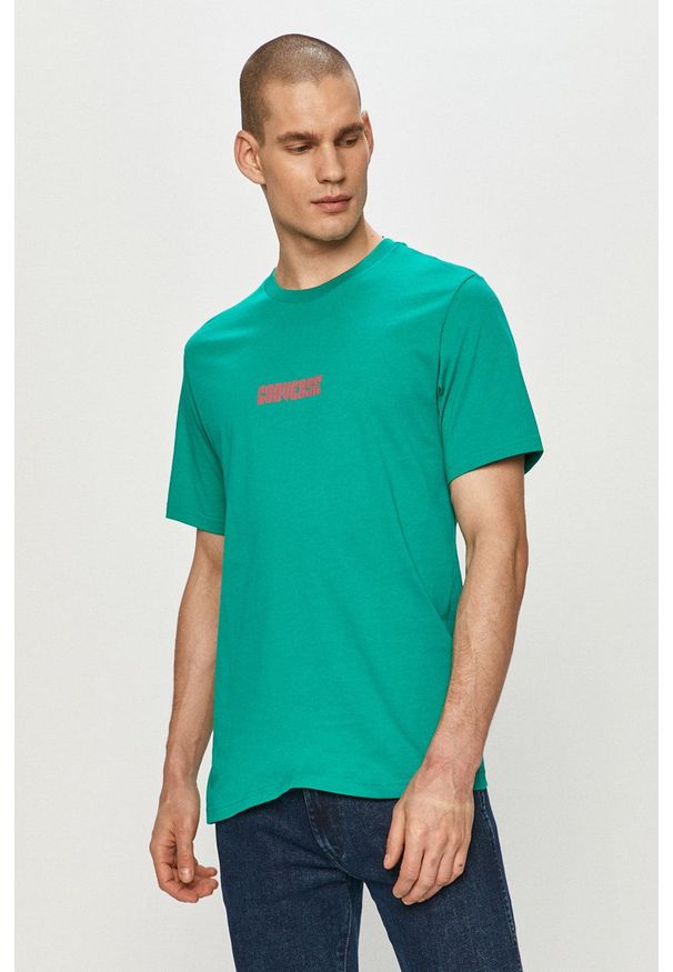 Converse - T-shirt. Okazja: na co dzień. Kolor: zielony. Materiał: dzianina. Wzór: gładki. Styl: casual