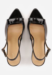 Born2be - Czarne Lakierowane Sandały VICES na Szpilce z Wyciętą Cholewką Lagurinia. Okazja: na co dzień. Zapięcie: sprzączka. Kolor: czarny. Materiał: lakier. Wzór: koronka. Obcas: na szpilce. Styl: casual #7