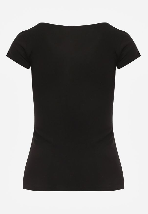 Renee - Czarny T-shirt Nephegenia. Kolor: czarny. Materiał: jeans, bawełna. Długość: krótkie. Wzór: jednolity. Styl: klasyczny