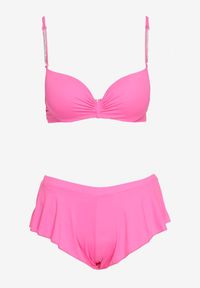 Renee - Różowe Bikini Usztywniany Biustonosz z Cyrkoniami i Spodenki Kąpielowe Wykończone Gumką w Pasie Rilamia. Kolor: różowy. Wzór: aplikacja #4