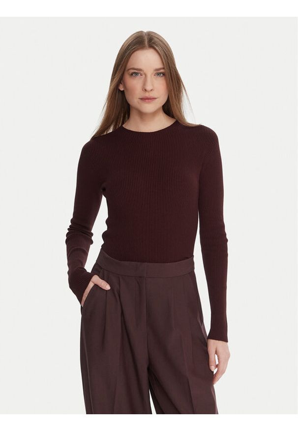 Kontatto Sweter 3M0809C Brązowy Slim Fit. Kolor: brązowy. Materiał: wiskoza