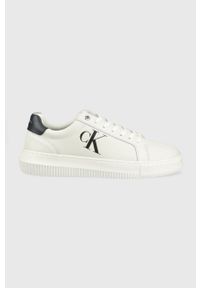 Calvin Klein Jeans sneakersy skórzane Chunky Cupsole Laceup Low kolor biały. Nosek buta: okrągły. Zapięcie: sznurówki. Kolor: biały. Materiał: skóra