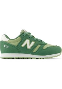 Buty dziecięce New Balance YC373VP2 – zielone. Okazja: na uczelnię. Kolor: zielony. Materiał: guma, materiał, syntetyk. Szerokość cholewki: normalna. Wzór: kolorowy. Model: New Balance 373 #1