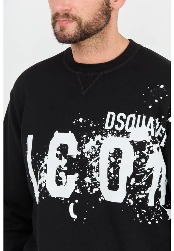 DSQUARED2 Czarna męska bluza Icon Splash Cool Fit Crewneck, Rozmiar XL. Kolor: czarny