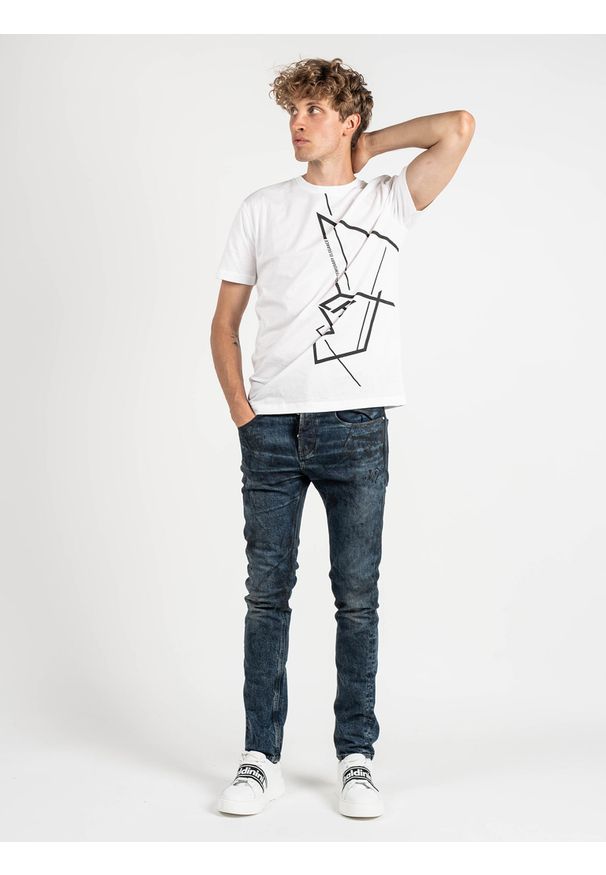 Les Hommes T-shirt | LKT219-700P | Round Neck T-Shirt | Mężczyzna | Biały. Okazja: na co dzień. Kolor: biały. Materiał: bawełna. Wzór: nadruk. Styl: casual