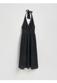 Reserved - Lniana sukienka midi - czarny. Kolor: czarny. Materiał: len. Długość: midi #1