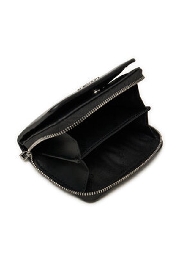 Calvin Klein Mały Portfel Damski Ck Must Medium Zip Around_Shiny K60K612847 Czarny. Kolor: czarny. Materiał: skóra