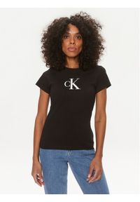 Calvin Klein Jeans T-Shirt Satin J20J222343 Czarny Slim Fit. Kolor: czarny. Materiał: bawełna #1