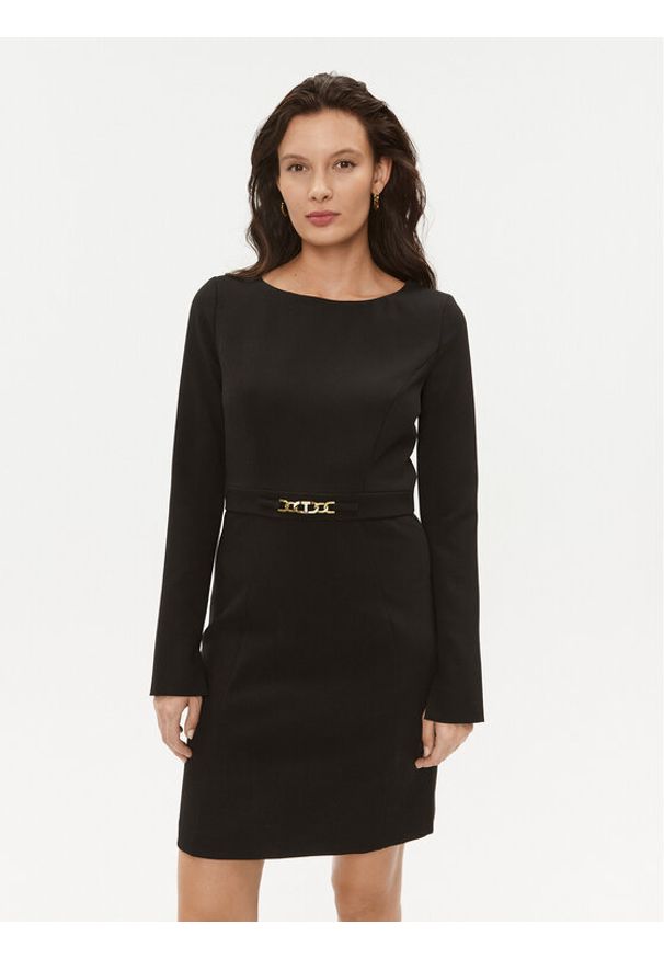 TwinSet - TWINSET Sukienka codzienna 232TT2195 Czarny Regular Fit. Okazja: na co dzień. Kolor: czarny. Materiał: syntetyk. Typ sukienki: proste. Styl: casual