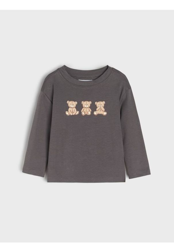 Sinsay - Koszulka z długimi rękawami - szary. Kolor: szary. Długość rękawa: długi rękaw. Długość: długie