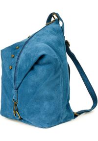 Vera pelle - Vera Pelle Niebieski Włoski Stylowy Plecak Damski Skórzany Zamsz A4 W01. Kolor: niebieski. Materiał: skóra, zamsz. Styl: elegancki #1