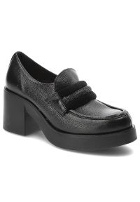 Czarne Półbuty Lemar Wygodne Skórzane Buty. Okazja: na co dzień. Zapięcie: klamry. Kolor: czarny. Materiał: skóra. Obcas: na obcasie. Styl: casual, elegancki. Wysokość obcasa: średni