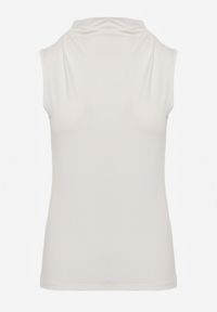 Born2be - Biała Gładka Bluzka Bez Rękawów z Półgolfem Nedivra. Okazja: na co dzień, na spotkanie biznesowe, do pracy. Kolor: biały. Materiał: poliester, elastan, materiał, jeans. Długość rękawa: bez rękawów. Wzór: gładki. Styl: casual, biznesowy, elegancki, klasyczny #5