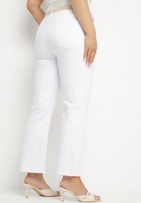 Born2be - Białe Szerokie Spodnie z Bawełny z Wysokim Stanem Annaveil. Stan: podwyższony. Kolekcja: plus size. Kolor: biały. Materiał: bawełna. Styl: klasyczny #4