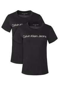 Calvin Klein Jeans Komplet 2 t-shirtów J20J220161 Czarny Slim Fit. Kolor: czarny. Materiał: bawełna