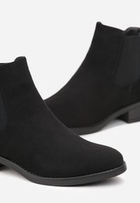 Born2be - Czarne Botki Sztyblety za Kostkę Rovena. Okazja: na co dzień. Wysokość cholewki: za kostkę. Kolor: czarny. Materiał: jeans. Obcas: na obcasie. Styl: casual, elegancki. Wysokość obcasa: niski #3