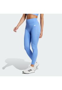 Adidas - Legginsy 7/8 bez szwu z przodu Optime Essentials. Kolor: niebieski. Technologia: ClimaCool (Adidas). Wzór: gładki