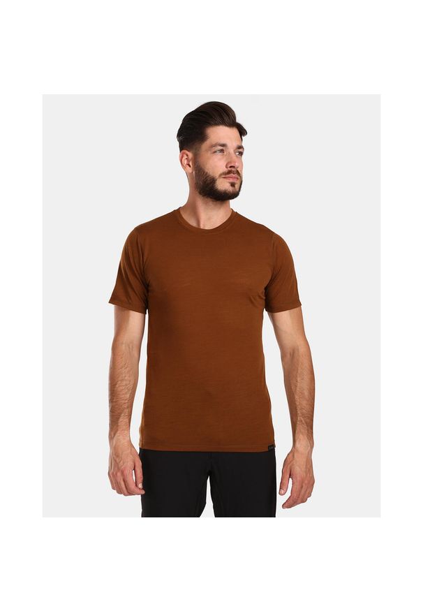 Koszulka męska z wełny merynosów Kilpi SLOPER-M. Kolor: brązowy. Materiał: wełna