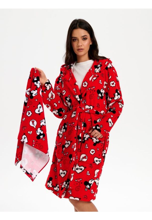 Sinsay - Szlafrok i ręcznik Myszka Miki - czerwony. Kolor: czerwony